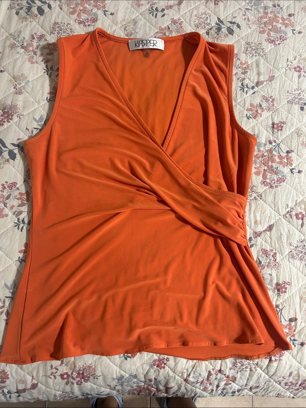 Kasper Sleeveless Orange Wrap-Style V-Neck Camisole